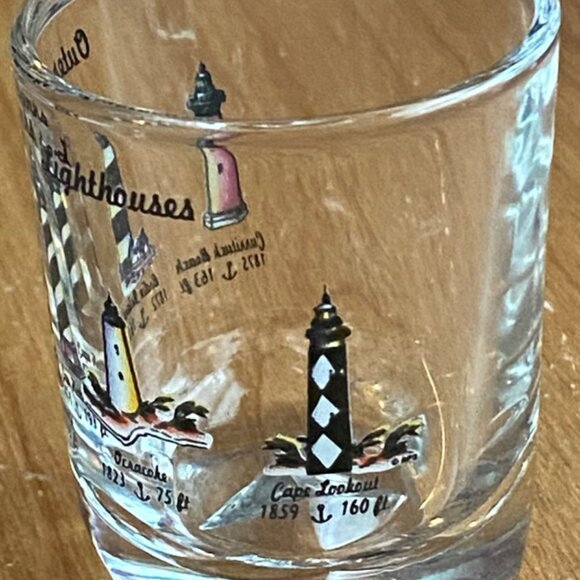 Outer Banks Lighthouses With Beveled Glass Bottom Clear Shot Glass - Picture 5 of 10